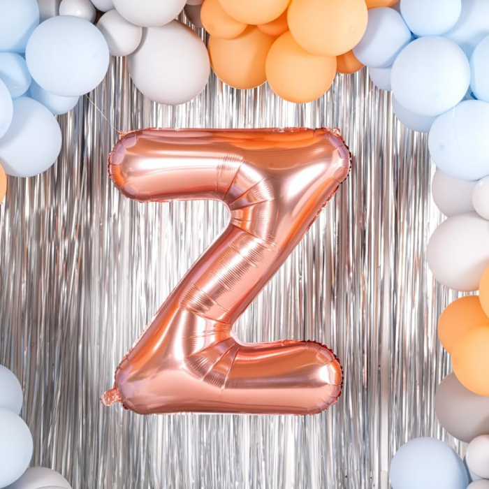Balon Folie Metalizata Litera Z, , 80 cm, Umflati cu Heliu sau Aer, Ambalaj Individual, Pai inclus, Rose Gold [4]