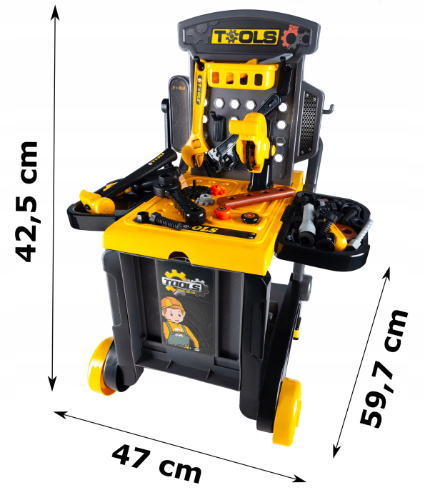 Banc de lucru portbail pentru copii, cu scule si unelte pentru mecanic, 3 in 1 [3]