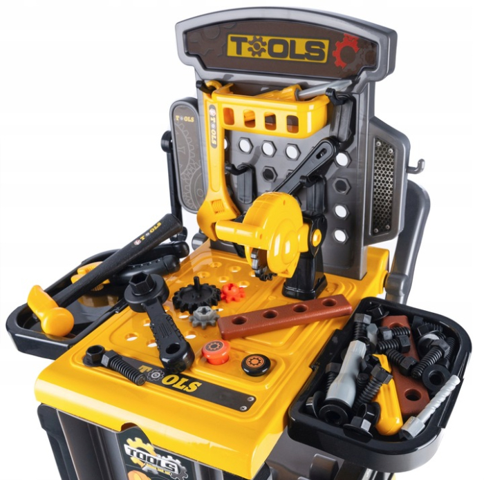 Banc de lucru portbail pentru copii, cu scule si unelte pentru mecanic, 3 in 1 [8]