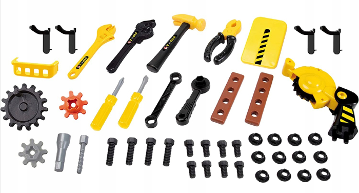 Banc de lucru portbail pentru copii, cu scule si unelte pentru mecanic, 3 in 1 [18]