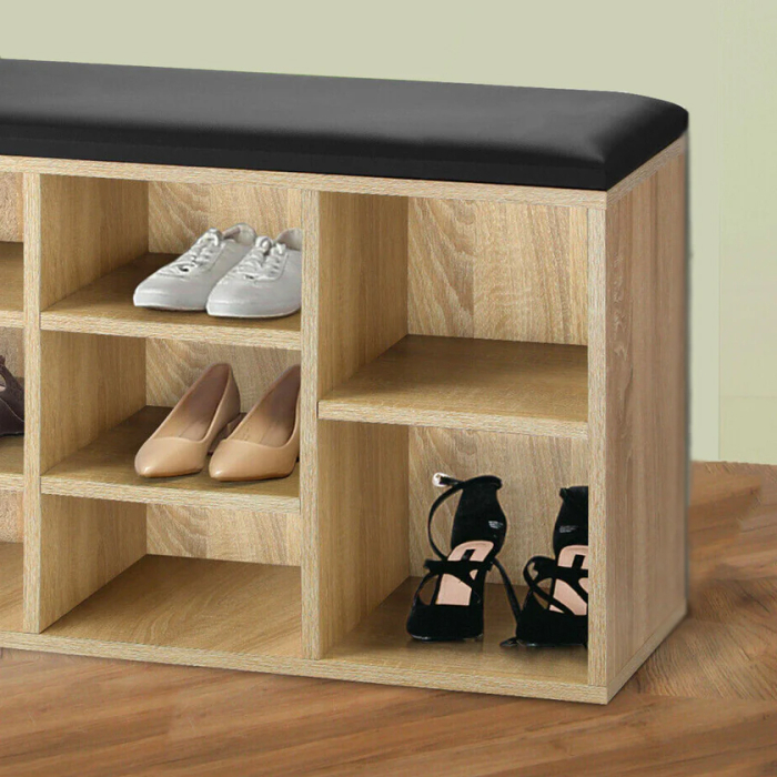 Banca depozitare pantofi 5Five, pentru 8 perechi, sezut tapitat, rafturi detasabile, 105x34x49 cm, bej [5]