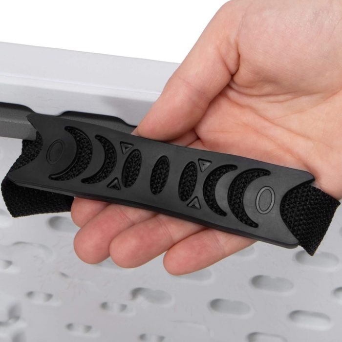 Banca pliabila, cu maner, HDPE si cadru metalic, 180x30x43 cm, alb/gri [2]