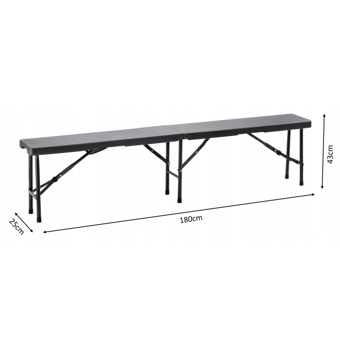 Banca pliabila pentru gradina sau catering, HDPDE, 180x25x43cm, negru [5]