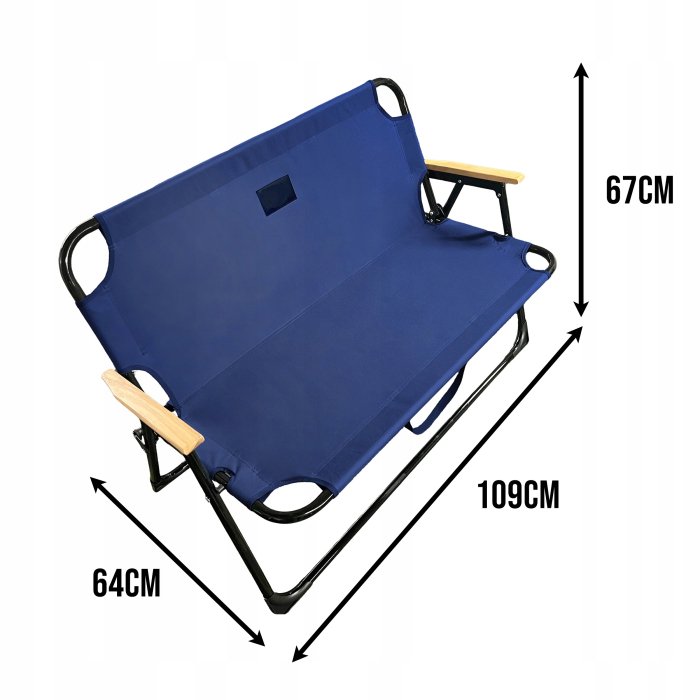 Bancuta pliabila dubla pentru terasa si gradina, structura metalica, 109x64x67 cm, albastru [2]
