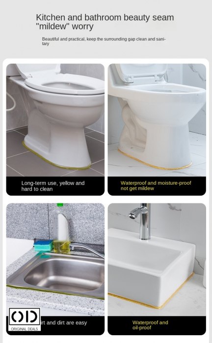 Banda Adeziva pentru Izolatii Banda Adeziva pentru Ceramica Benzi Adezive pentru Izolat Cada Chiuveta Baie Bucatarie Izolat Cabina de Dus Izolatie Cada Chiuveta Banda Izolatii Benzi izolatii Casa Banda Adeziva Izolatoare [9]