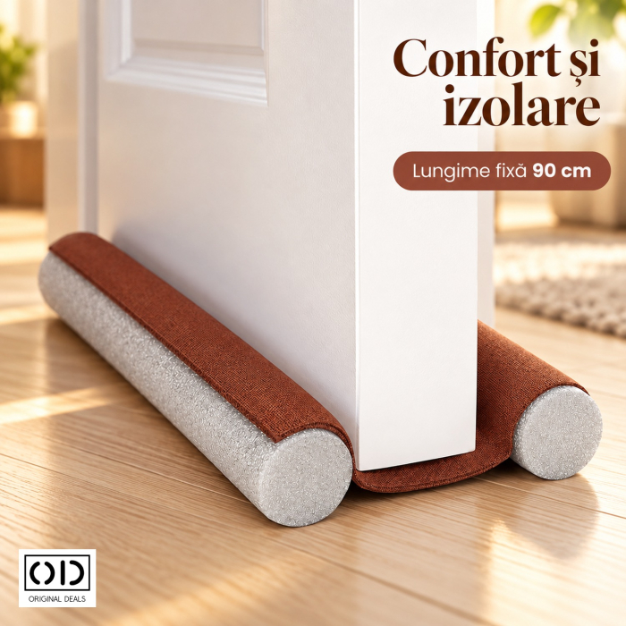 Banda Izolatoare pentru Usa de Interior 90 cm, Maro, cu Doua Role din Spuma Poliuretanica, ORIGINAL DEALS [7]