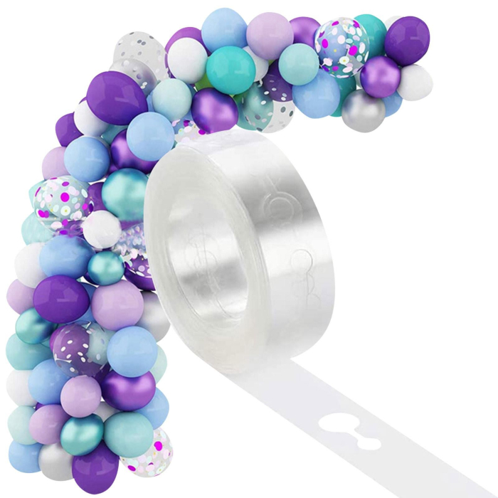 Banda Transparenta pentru Prinderea Baloanelor, , din PVC, 5 m, Gauri Duble, Transparent [7]