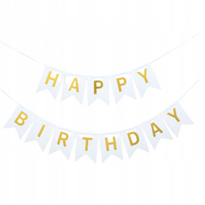 Banner Happy Birthday 100x200 cm, , Dimensiune Stegulet 11.5x16.5 cm, Rola de Ata Inclusa, Alb [3]