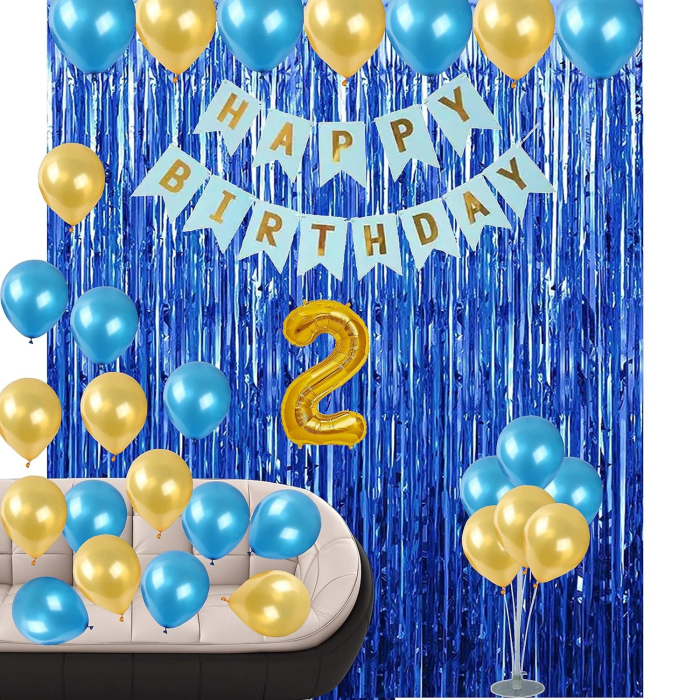 Banner Happy Birthday 100x200 cm, , Dimensiune Stegulet 11.5x16.5 cm, Rola de Ata Inclusa, Albastru [6]