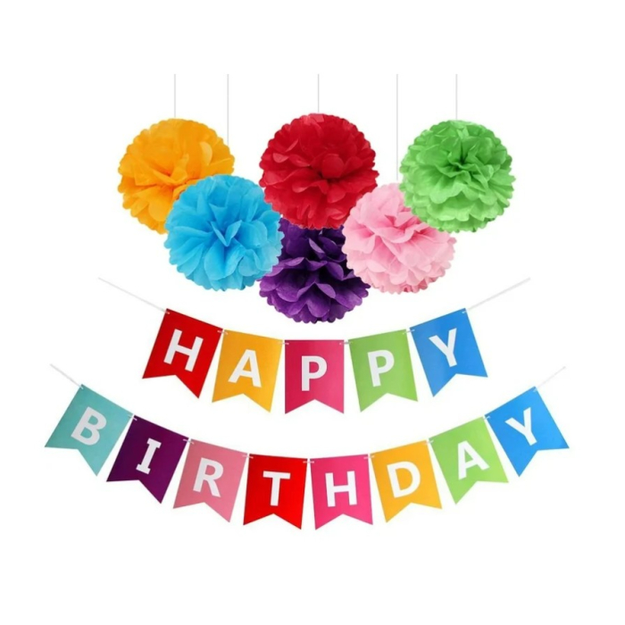 Banner Happy Birthday 100x200 cm, , Dimensiune Stegulet 11.5x16.5 cm, Rola de Ata Inclusa, Multicolor [2]