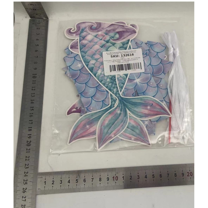 Banner Happy Birthday Sirena, , Colectia Mermaid, 17 Piese, Multicolor [2]