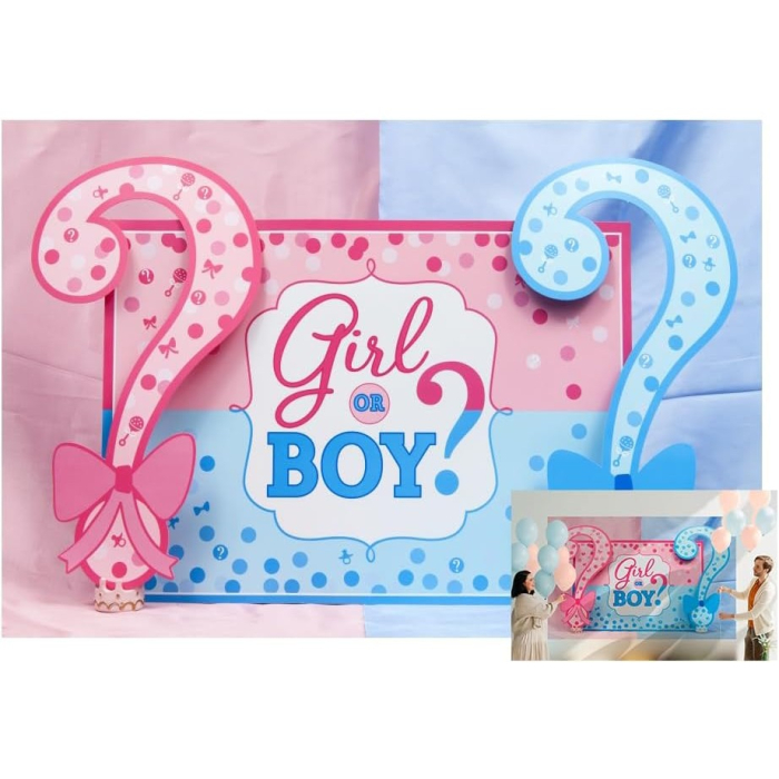 Banner pentru Petrecere, , Model Girl or Boy, Tematica Gender Reveal, 150 x 100 cm, Albastru Roz [10]