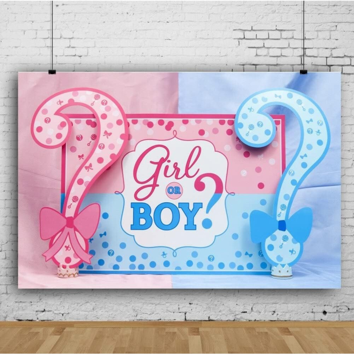 Banner pentru Petrecere, , Model Girl or Boy, Tematica Gender Reveal, 150 x 100 cm, Albastru Roz [4]
