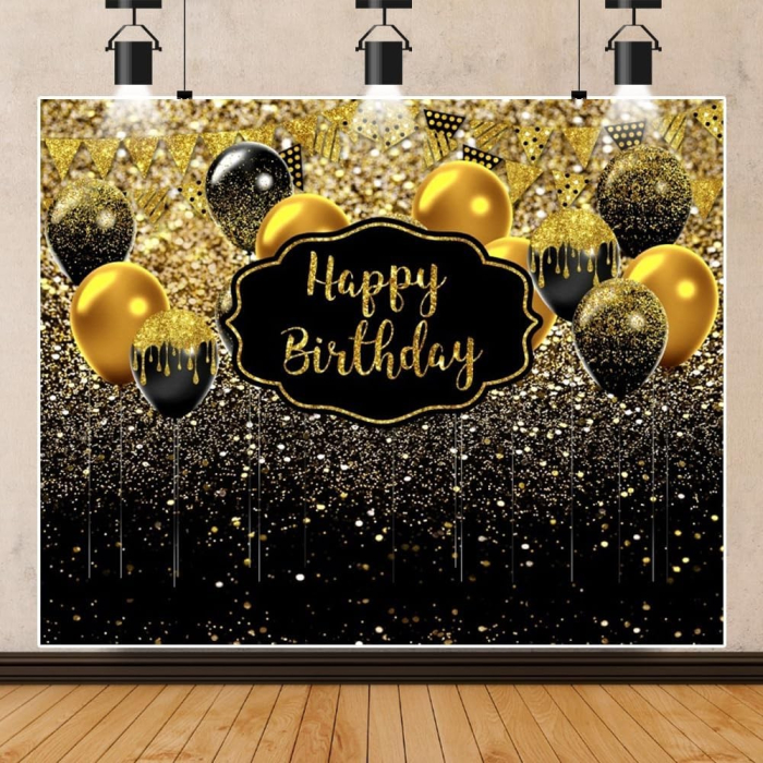 Banner Tip Fundal pentru Poze, , din Panza, 185 x 110 cm, Sfoara 6 m, Prindere in 4 Colturi, Negru/Auriu [4]