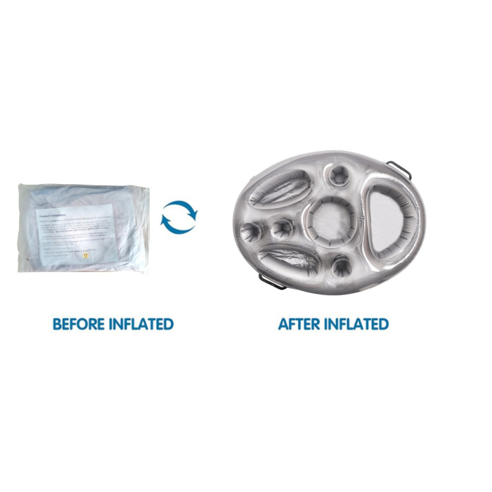 Bar gonflabil/Suport de pahare plutitor, , cu 8 compartimente, pompa inclusa, PVC, Gri, 25x18,5x4 cm [5]