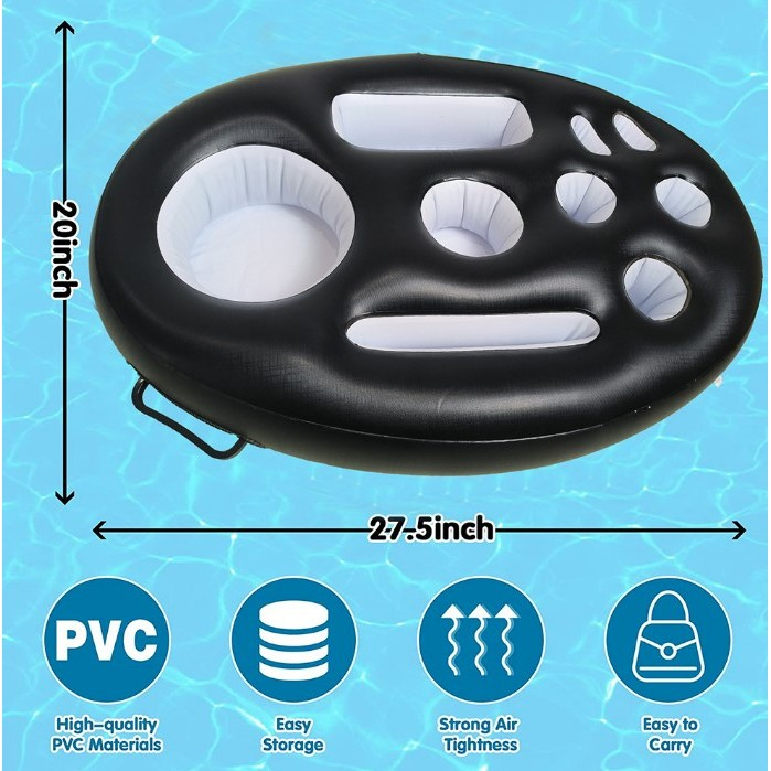 Bar gonflabil/Suport de pahare plutitor, , cu 9 compartimente, pompa inclusa, PVC, Negru, 25x18,5x4 cm [3]