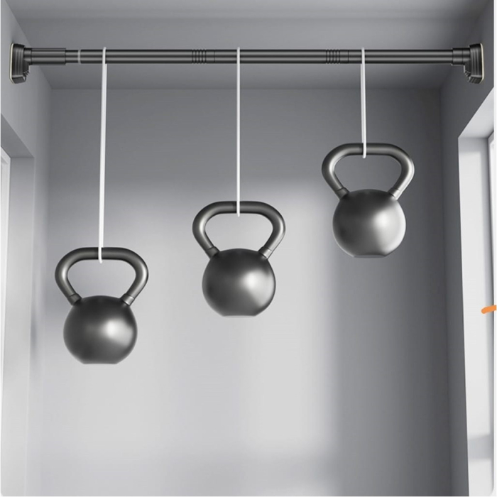 Bara Telescopica Multifunctionala, , din Otel Inoxidabil si ABS, Utilizare Universala, Extensie 185 - 205 cm, Fara Perforare Perete, Gri [5]