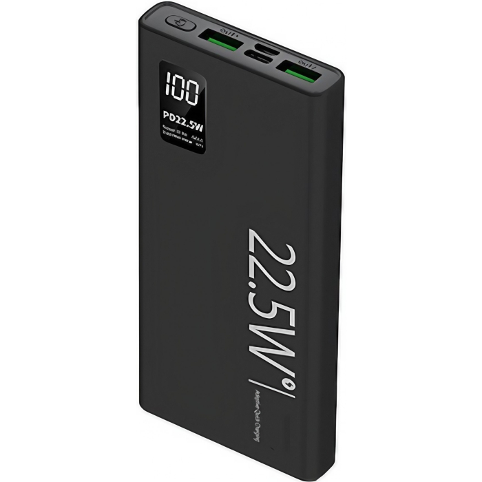Baterie Externa Powerbank, , Ultra-Subtire cu Ecran Digital, Compatibilitate Universala, TYPE-C si USB x2, 20000 mAh, Power Delivery 22.5W, 144x66x26 mm, Negru [1]