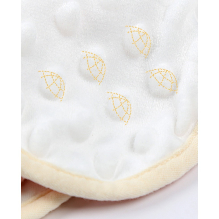 Baveta Tip Floare, , din Bumbac, pentru Copii 0-12 Luni, Rezistenta la apa, cu Capse, Model cu Inimioare, 26 x 29 cm, Crem [3]