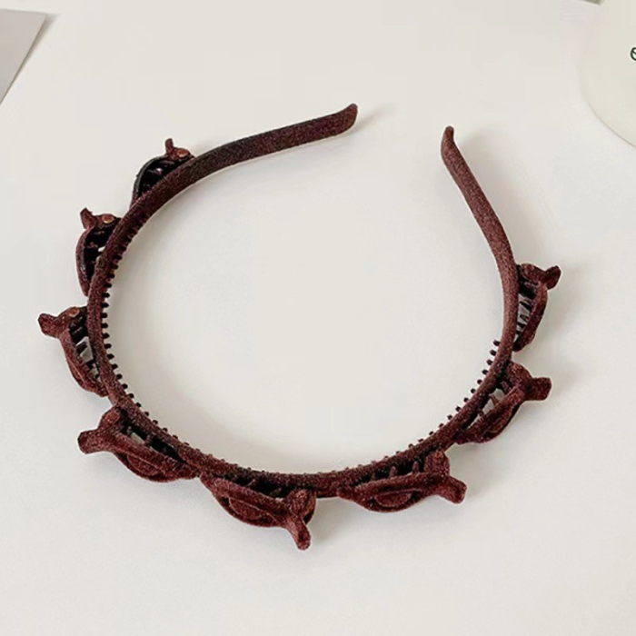 Bentita de Par pentru Femei, , Agrafa Stil Coreean, Accesoriu pentru Par cu Textura MultiStrat, 13 x 11.5 cm, Coffee [2]