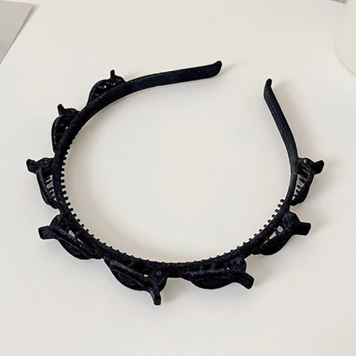 Bentita de Par pentru Femei, , Agrafa Stil Coreean, Accesoriu pentru Par cu Textura MultiStrat, 13 x 11.5 cm, Negru [2]