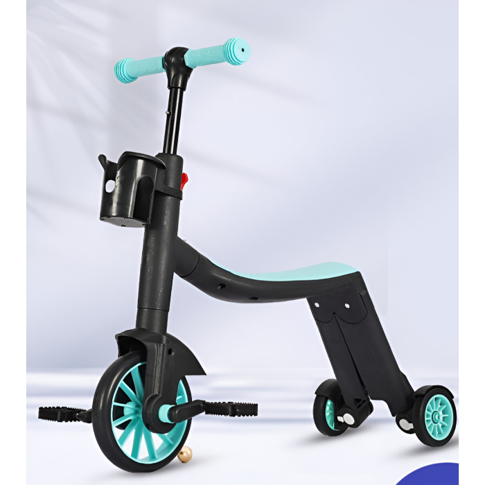 Bicicleta 8 in 1, , Transformabila, Multifunctionala, Reglare Inaltime, cu Maner de Impingere Detasabil, Tricicleta, Trotineta, 3 Roti, Pedale, Cosulet, 3-6 Ani, Albastru [2]