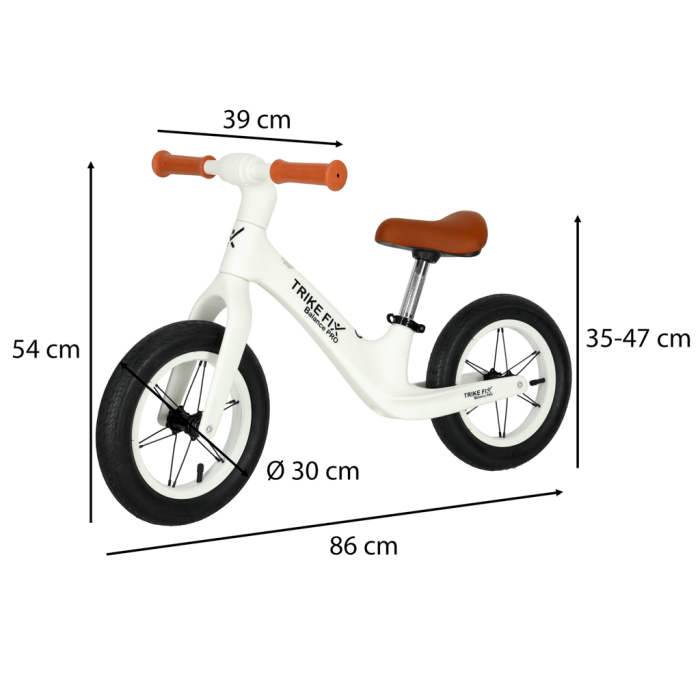 Bicicleta fara pedale Balance PRO 86x39x54 cm, cadru otel, roti gonflabile 30 cm, reglabila, alb [2]