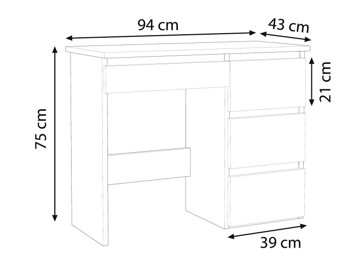 Birou calculator Beta 3 cu 4 sertare, 94x43x75 cm, finisaj negru [4]