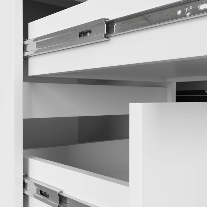 Birou colt stanga cu 3 sertare si rafturi, 155x85x77 cm, alb [6]