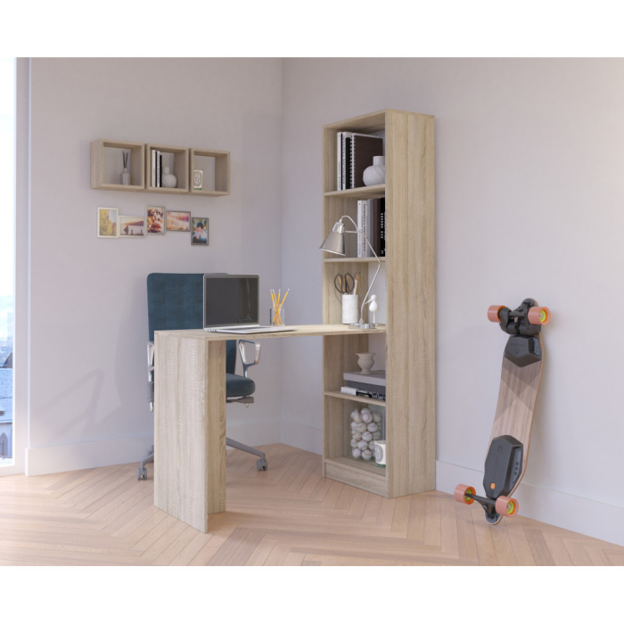 Birou cu rafturi SMART, PAL laminat, 125x50x180 cm, stejar sonoma [2]