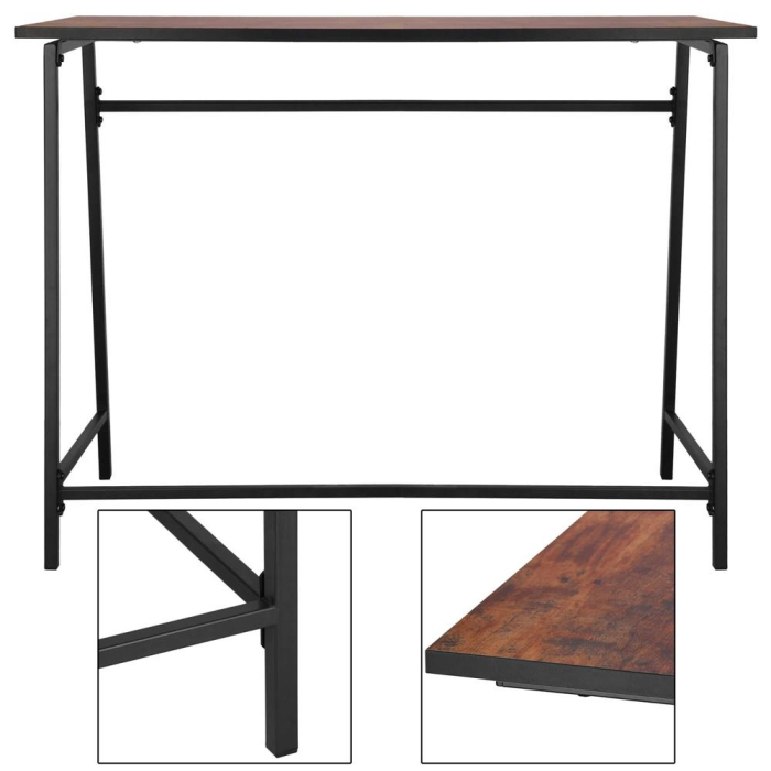 Birou tip masa laterala, cu cadru din otel, 50x100x76 cm, industrial, maro [17]