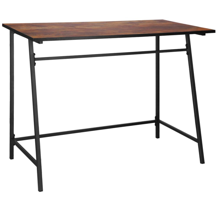 Birou tip masa laterala, cu cadru din otel, 50x100x76 cm, industrial, maro [7]