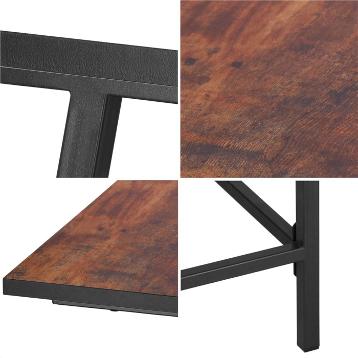 Birou tip masa laterala, cu cadru din otel, 50x100x76 cm, industrial, maro [16]