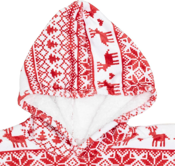 Bluza pentru adulti cu design scandinav de Craciun, oversize, 85x118 cm, rosu [2]