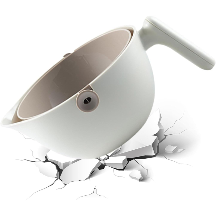 Bol cu Doua Straturi, , pentru Fructe, Legume, cu Cos de Scurgere a Apei, 2L, din ABS+PP, 29.9 x 22.5 x 11.8 cm, Alb - Gri [3]