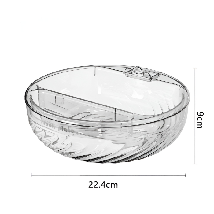 Bol cu Doua Straturi, , pentru Fructe, Legume, Snacks, cu Strat de Scurgere a Apei, Suport pentru Telefonul Mobil, 22.4x9 cm, Transparent [5]