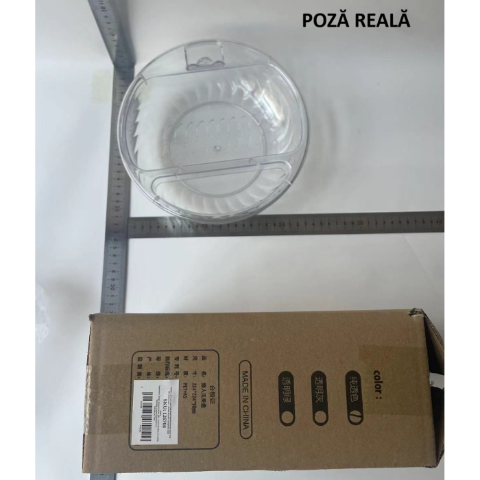 Bol cu Doua Straturi, , pentru Fructe, Legume, Snacks, cu Strat de Scurgere a Apei, Suport pentru Telefonul Mobil, 22.4x9 cm, Transparent [6]