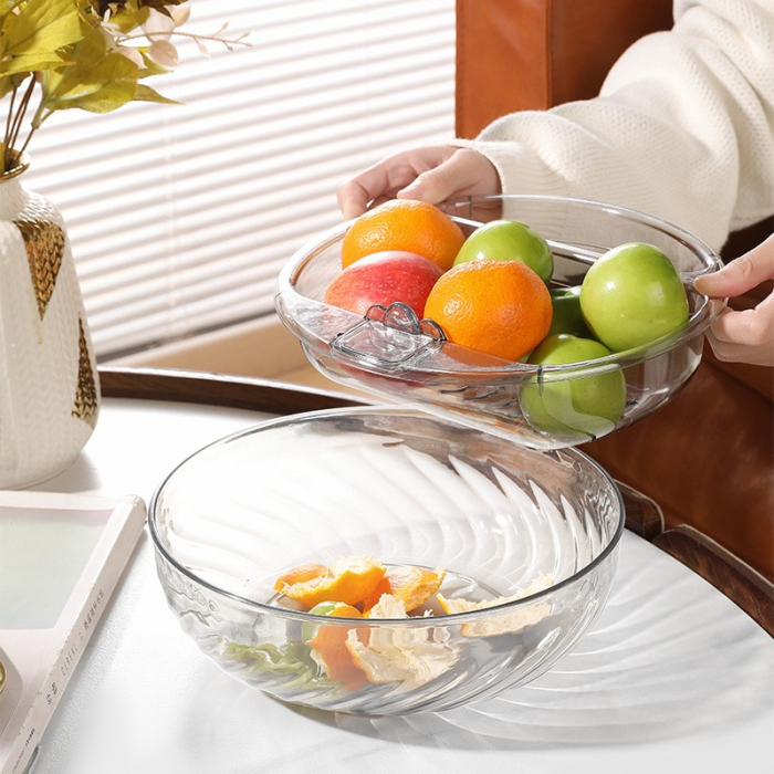 Bol cu un Singur Strat, , pentru Fructe, Legume, Snacks, 22.4x9 cm, Transparent [3]