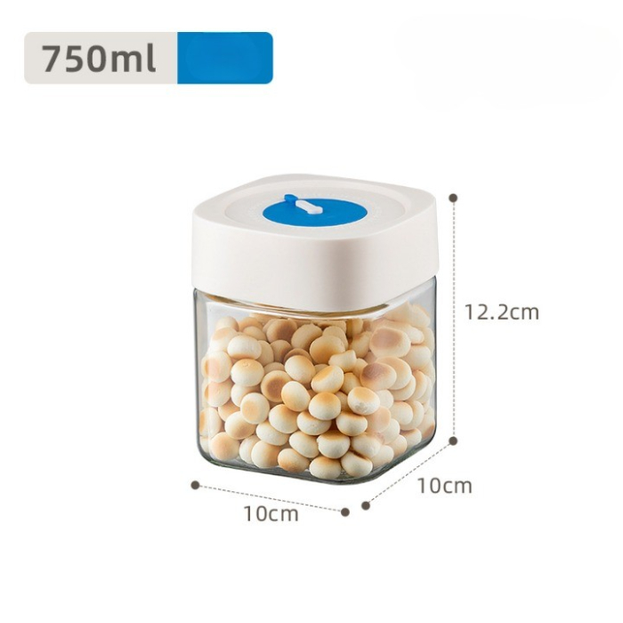 Borcan din Sticla de Inalta Calitate, , Capac Ermetic, Uz Casnic, Depozitarea Condimentelor sau a Alimentelor Umede si Uscate, 750 mL, 10x10x12.2 cm, Alb [2]
