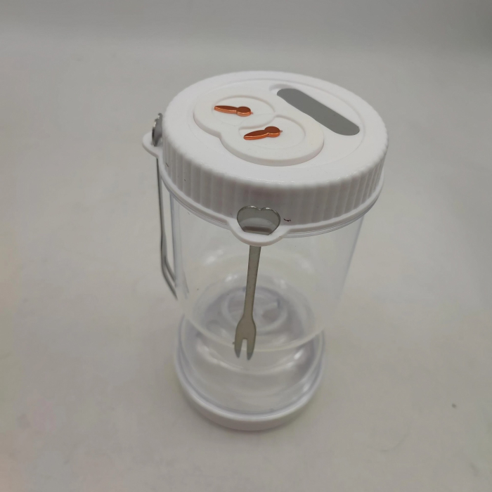 Borcan pentru Muraturi, , cu Separator pentru Lichide, Ermetic, Termorezistent, Tip Clepsidra, 2 Furculite Incluse, ABS, Alb, 18x9x9 cm [4]