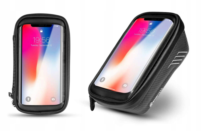 Borseta pentru bicicleta, impermeabila, cu husa pentru telefon, montare pe bara, 19,5x11x9cm [5]