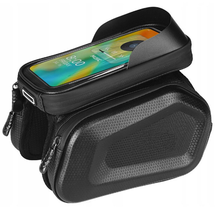 Borseta pentru bicicleta, impermeabila, cu husa pentru telefon, montare pe bara, 20x17x15cm [1]