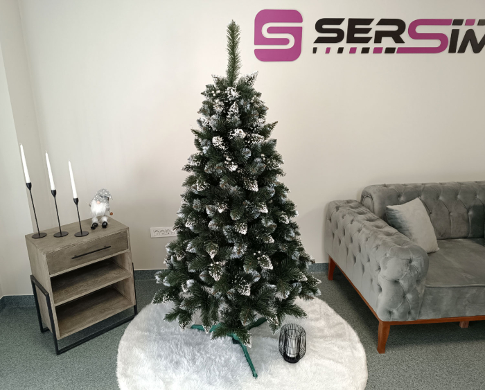Brad artificial Christmas Deluxe by Sersimo, Crystal nins cu merisoare, 2D, 180cm [3]