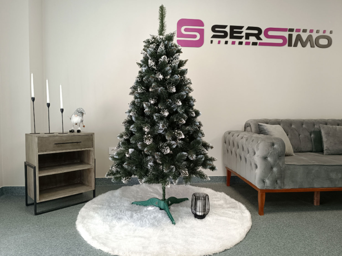 Brad artificial Christmas Deluxe by Sersimo, Crystal nins cu merisoare, 2D, 180cm [15]