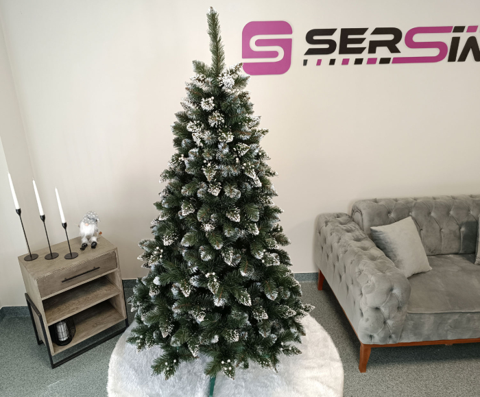 Brad artificial Christmas Deluxe by Sersimo, Crystal nins cu merisoare, 2D, 200cm [5]