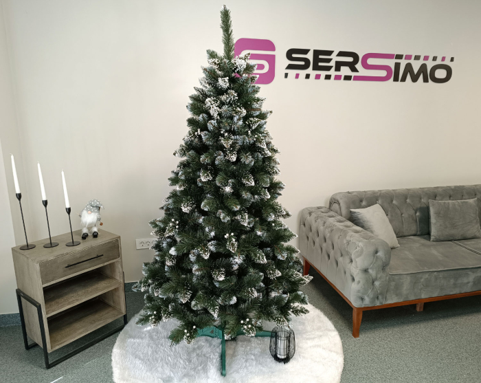 Brad artificial Christmas Deluxe by Sersimo, Crystal nins cu merisoare, 2D, 200cm [13]