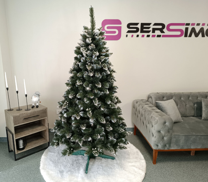 Brad artificial Christmas Deluxe by Sersimo, Crystal nins cu merisoare, 2D, 200cm [7]