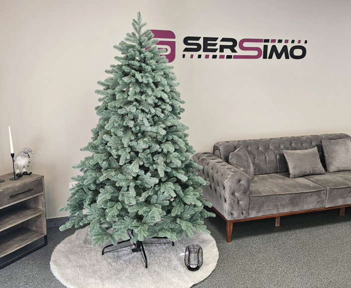 Brad artificial Christmas Deluxe by Sersimo, Kovalivska argintiu, 3D, 210cm [13]