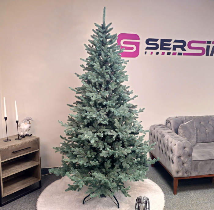 Brad artificial Christmas Deluxe by Sersimo, Viena Select argintiu, integral 3D, 210cm [12]