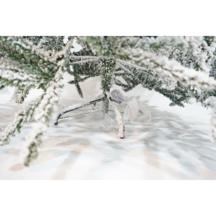 Brad Artificial de Craciun, , 2.10 m inaltime, Verde, Pulverizat alb-tip zapada, Diametru inferior 130 cm, Interior/ Exterior [17]